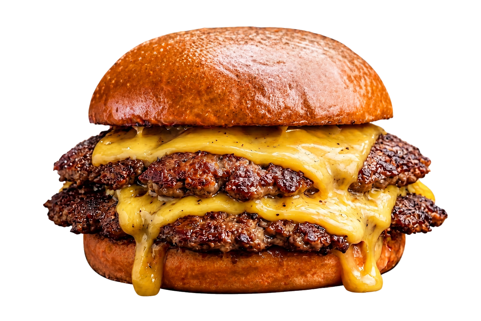 Smash Burger doble de carne de res con queso amarillo derretido